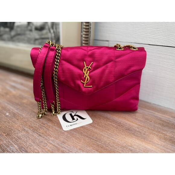 Saint Laurent Pink Satin Toy Loulou Puffer Crossbody Bag NWT - Picture 2 of 10